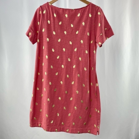 Boden dare you Jersey Short Sleeve Shirt Dress in Pink Gold Print‎ Size 10 R - Picture 3 of 6